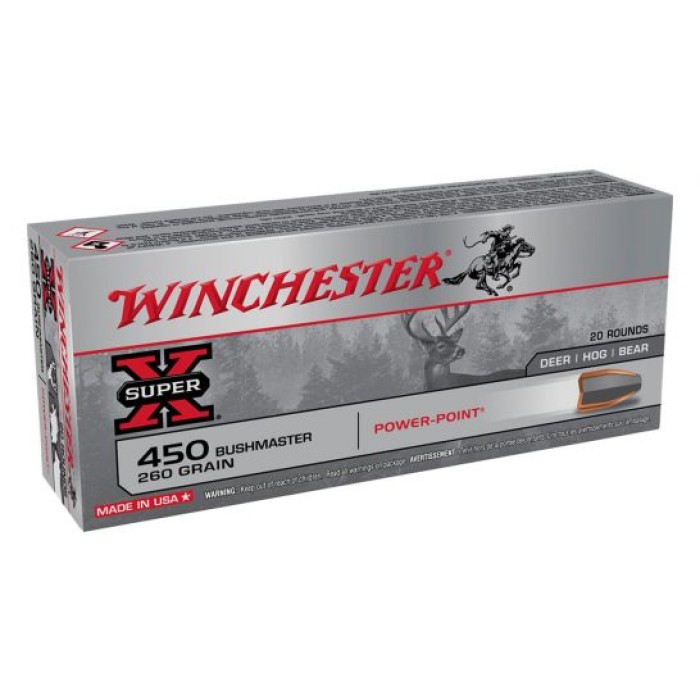 Winchester Super X 260 gr PP .450 Bushmaster Ammunition 20 Rounds - X4501