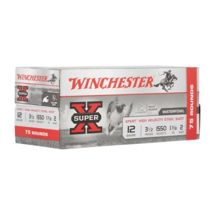 Winchester Super X Xpert High Velocity 3.5" 1 3/8 oz 2 Shot 12 Gauge Ammunition, 75 Rounds - WEX12L2VP