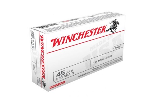 Winchester USA 230 gr FMJ 45 GAP Ammo 50/box - USA45G