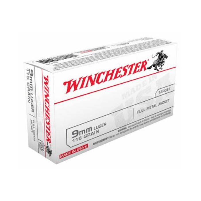 Winchester Usa 9Mm Luger 115Gr Fmj-Rn 50Rd 20Bx/Cs zq4172