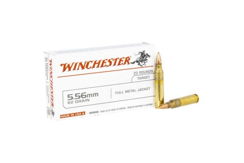 Winchester 62 gr FMJ 5.56 Ammunition, 20 Rounds - USA5562