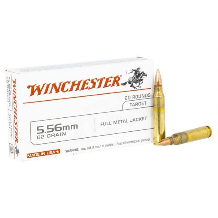 Winchester 62 gr FMJ 5.56 Ammunition, 20 Rounds - USA5562