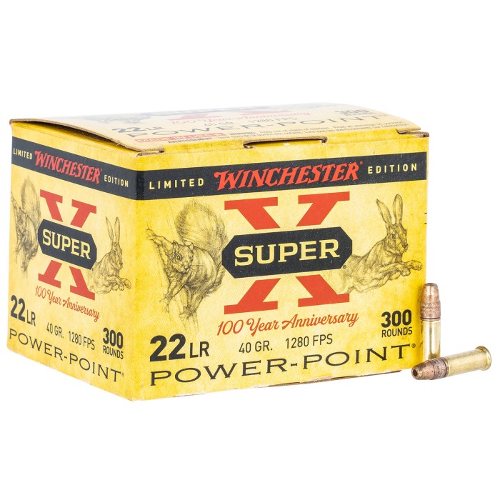 Winchester Super X 100 Year Anniversary .22 LR, 40gr, Power-Point, 300rd Box