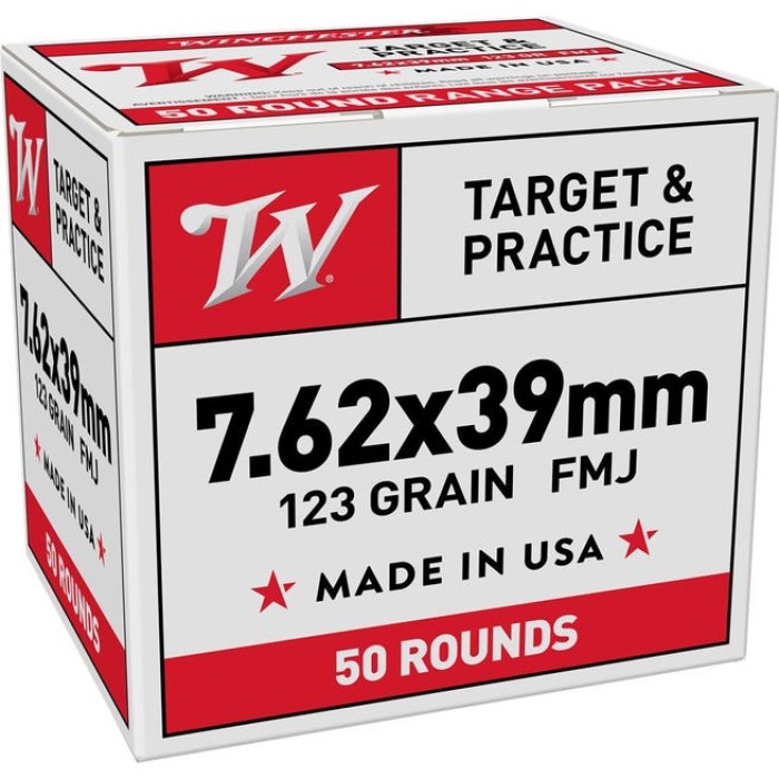 Winchester USA Brass 7.62 X 39 123-Grain 50-Rounds FMJ