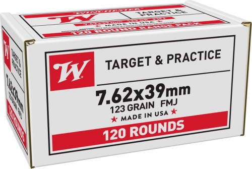 Winchester USA Brass 7.62 X 39 123-Grain 120-Rounds FMJ