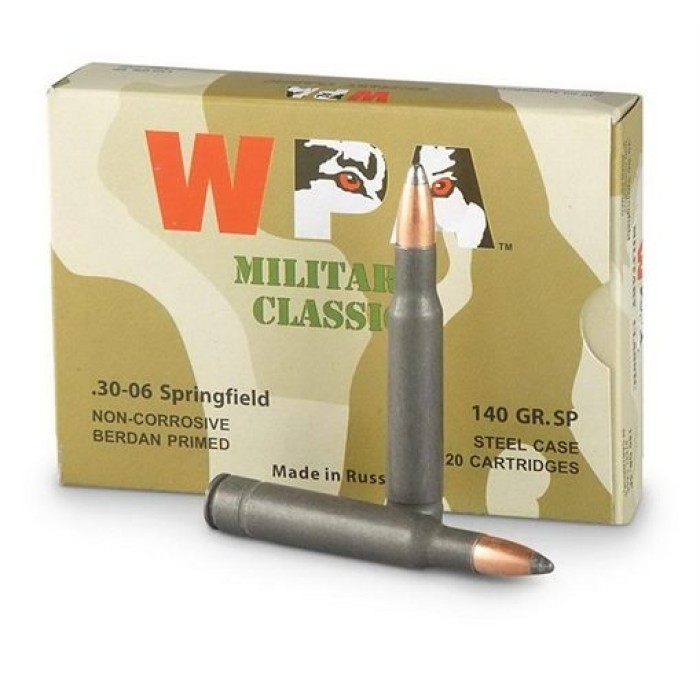 Wolf Military .30-06 Springfield Soft Point 140Gr. - 500 Rnds - Lacquer Coated Steel Casing