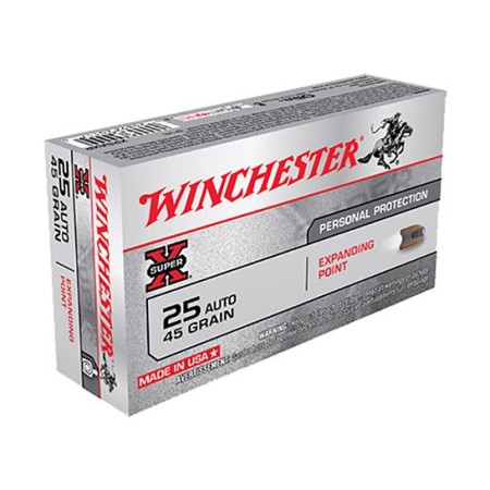 Winchester 25 Auto/ACP 45gr Expanding Point Super X Ammunition 50 rounds - X25AXP