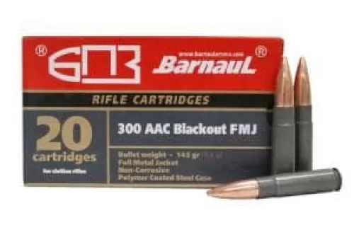 Barnaul Steel Poly Coated Rifel Ammunition .300 AAC Blackout 145gr FMJ 1985 fps 20/ct