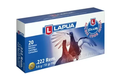 Lapua Centerfire Rifle Brass .222 Rem 55-Grain 50-Rounds FMJ