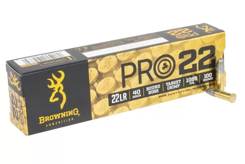 Browning PRO22 Brass .22 LR 40-Grain 100-Rounds LRN
