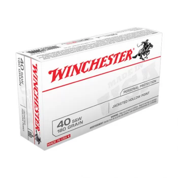 Winchester USA 40 S&W 180gr JHP Ammunition, 50 Round Box - USA40JHP