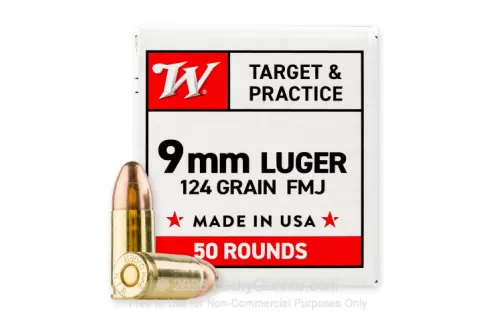 9mm - 124 Grain FMJ - Winchester USA - 50 Rounds