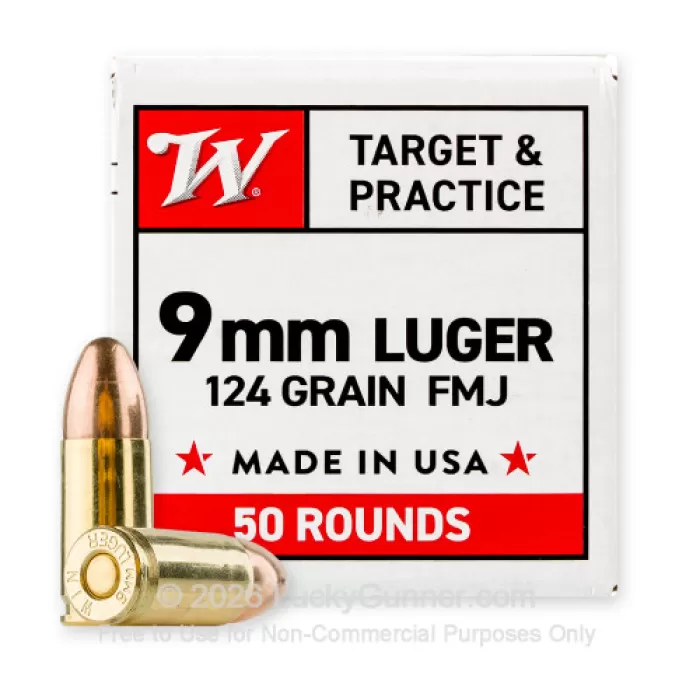 9mm - 124 Grain FMJ - Winchester USA - 50 Rounds