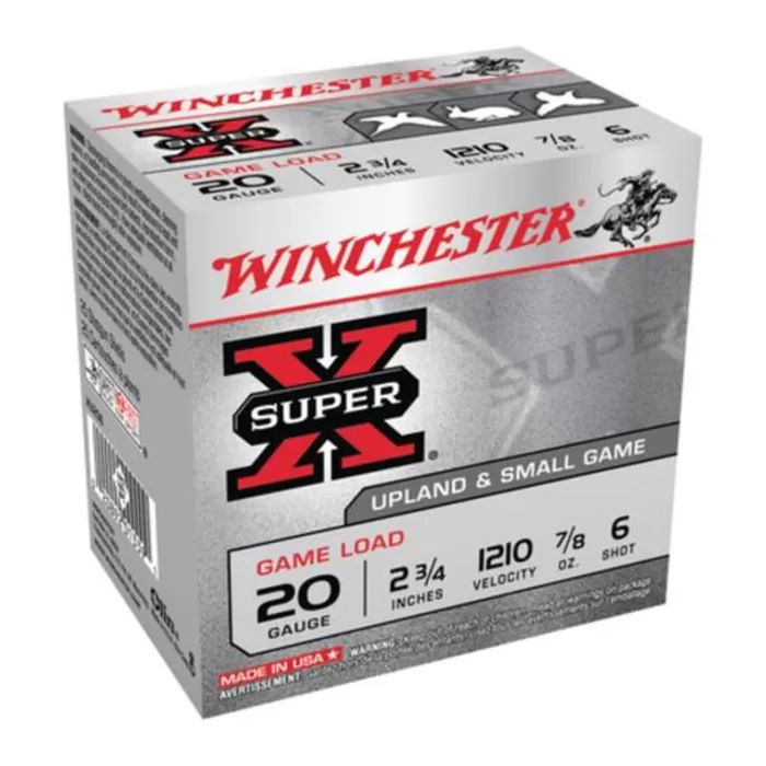 Winchester Super-X Game 20 Ga, 2.75", .88 oz, 6 Shot, 25rd/Box