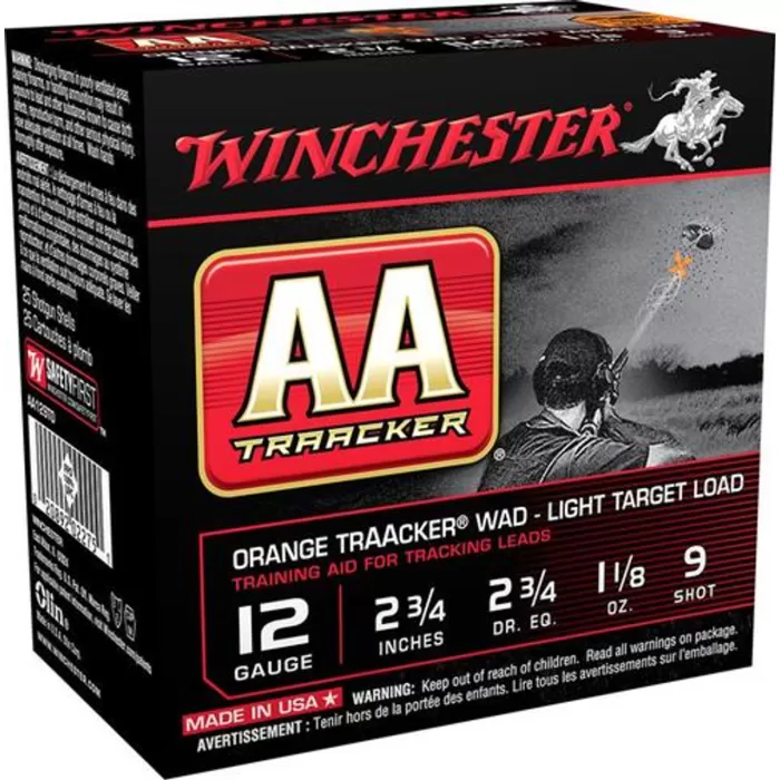 WINCHESTER AA TrAAcker 12Ga 1 1/8oz 2.75in #9 Lead Shot 25rd Box Shotshells (AA129TO) WINCHESTER AA TrAAcker 12Ga 1 1/8oz 2.75in #9 Lead Shot 25rd Box Shotshells (AA129TO)