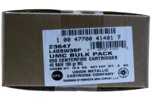 Remington UMC Handgun Ammunition Brass .40 SW 180-Grain 650-Rounds FMJ