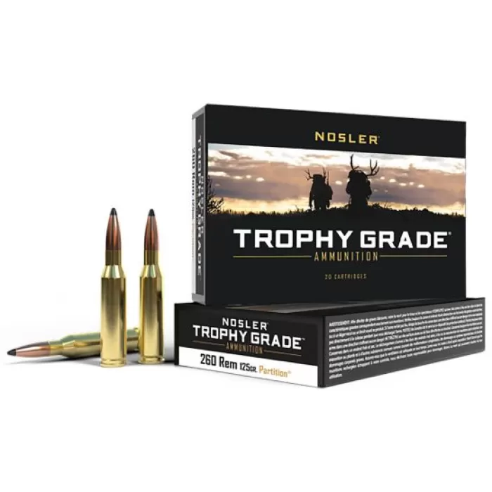 Nosler Trophy Grade 260 Rem 125 grain Partition Rifle Ammo, 20/Box - 60018 Nosler Trophy Grade 260 Rem 125 grain Partition Rifle Ammo, 20/Box - 60018