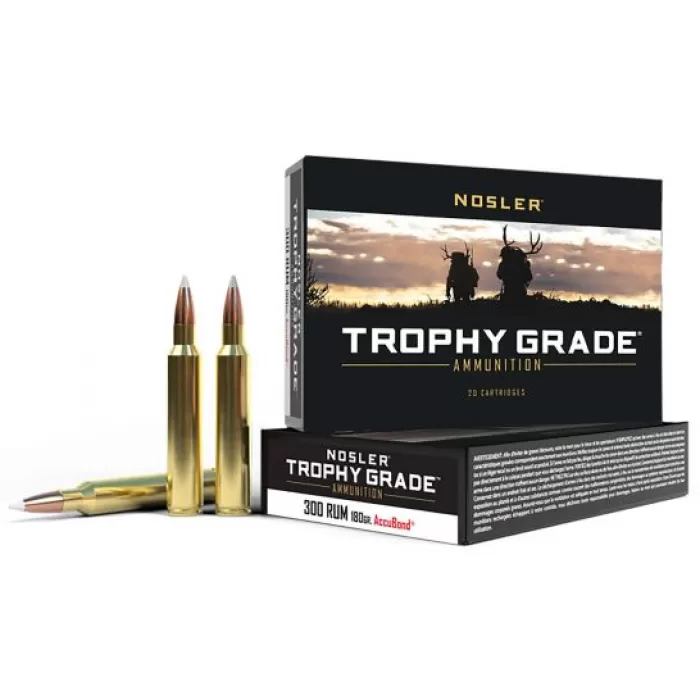 Nosler Trophy Grade 300 RUM 180 grain AccuBond Rifle Ammo, 20/Box - 60065 Nosler Trophy Grade 300 RUM 180 grain AccuBond Rifle Ammo, 20/Box - 60065