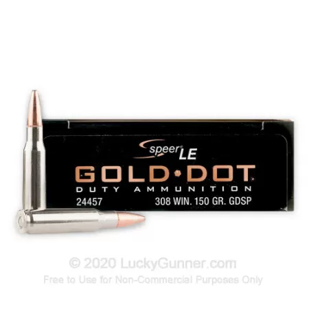 Speer Gold Dot LE Duty 308 Winchester Ammo 150 Grain Soft Point