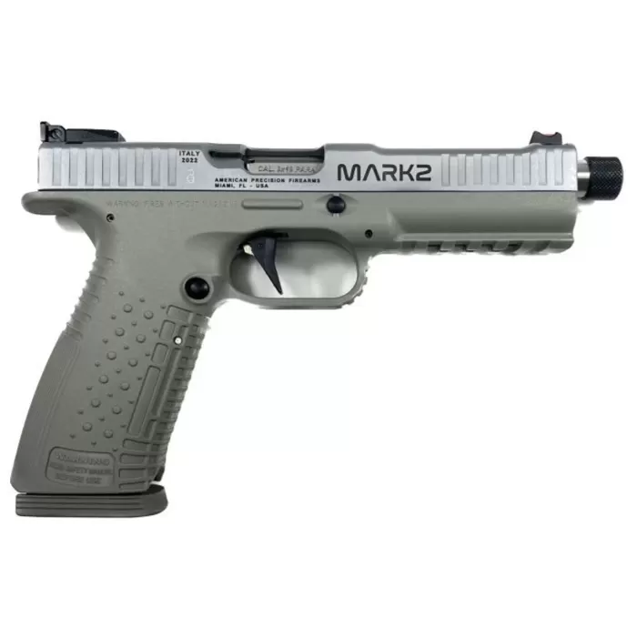 Arsenal Firearms Strike One Mark II Pistol - Silver / Stainless  9Mm  5.5" Threaded Barrel  2 X 17Rd Mags  Straight Trigger  Fiber Optic Front Sight ASS1MII-9-SL-17