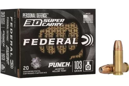 Federal Pd30p1 Personal Defense Defense 30 Super Carry 103 GR Punch Hollow Point 20 Per Box/ 10 CS