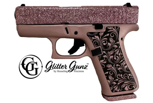 GLOCK 43X 9MM VINTAGE ROSE GOLD GLITTER GUNZ