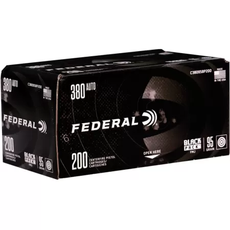 Black Pack Handgun, 380 Auto, 95 Grain, Full Metal Jacket, 945 fps