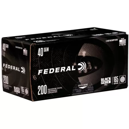 Black Pack Handgun, 40 S&W, 165 Grain, Full Metal Jacket, 1050 fps