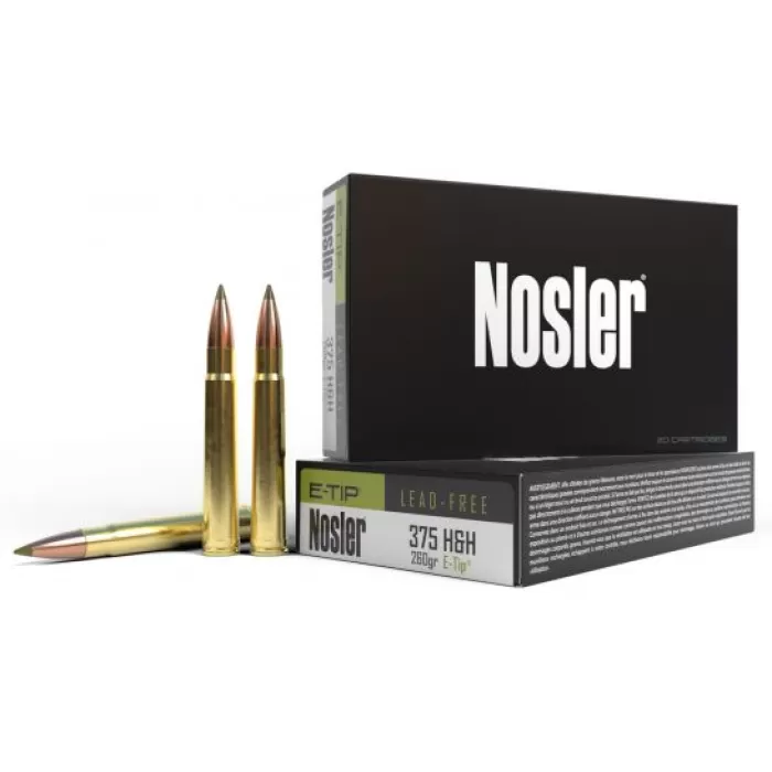 Nosler 40395 E-Tip Lead Free 375 Holland & Holland Magnum 260 Grain 20 Rounds