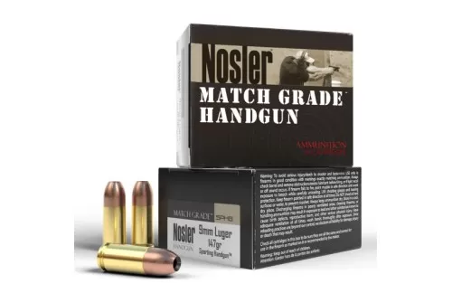 Nosler 51290 Match Grade  9mm Luger 147 gr Jacketed Hollow Point (JHP) 20 Bx/ 20 Cs