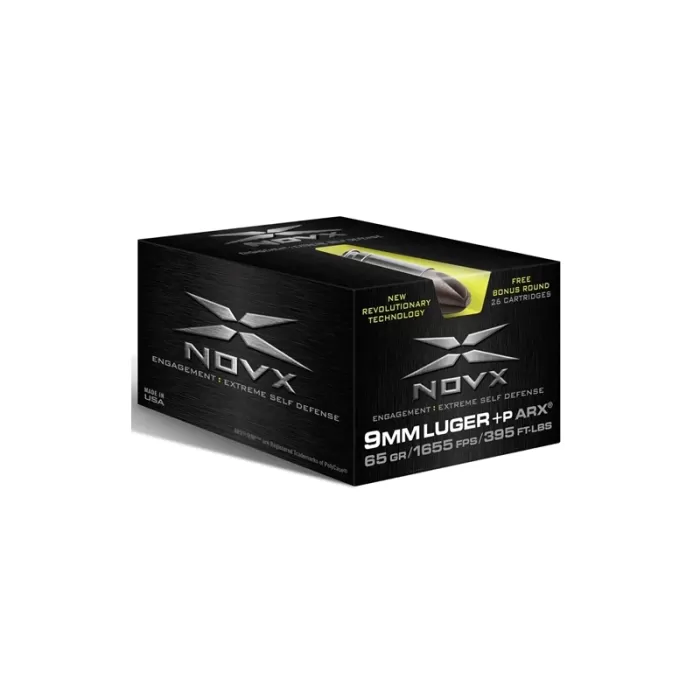 NovX Engagement Extreme Self-Defense 9mm Luger Ammo 65 Grain +P ARX Lead-Free
