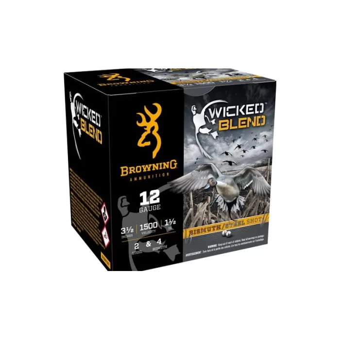 Browning Ammo B193431242 Wicked Blend 12Gauge 3.50" 1 1/2oz 2/4BI Shot 25 Per Box/10 Case