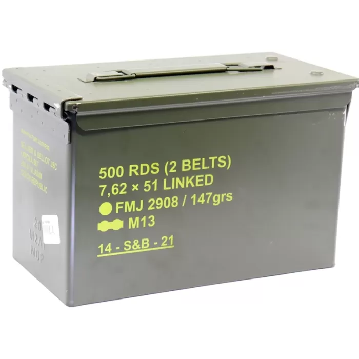 Sellier & Bellot SB762ALINKED Rifle 7.62x51mm NATO 147 gr Full Metal Jacket (FMJ) 500 Bx