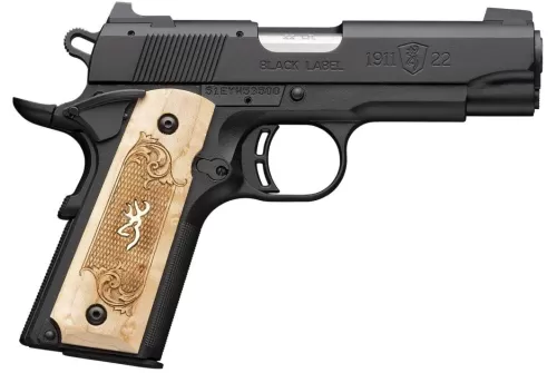 BROWNING 1911-22 Black Label 22 LR Compact 3.63in 10rd Medallion Maple Grip/Matte Black Pistol (051068490)