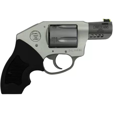 Charter Arms 53801 Off Duty Coyote 380 ACP 5rd 2" Matte Stainless Ported Barrel & Cylinder, Anodized Aluminum Frame, Black Finger Grooved Rubber Grip, Concealed Hammer