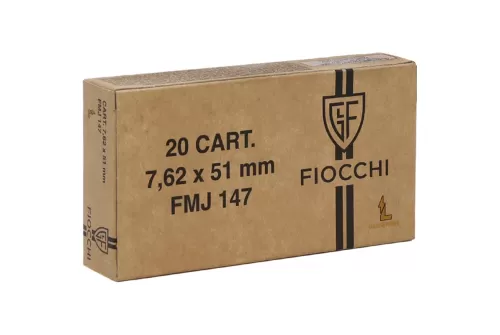 Fiocchi Range Dynamics Rifle Ammunition 7.62X51 NATO 147gr FMJ 2790 fps 20/ct