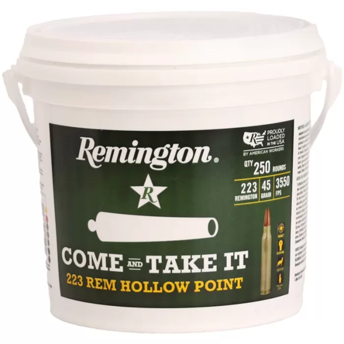 Remington COME and TAKE IT 223 Remington Ammo 45 Grain Jacketed Hollow Point Bucket - R23741