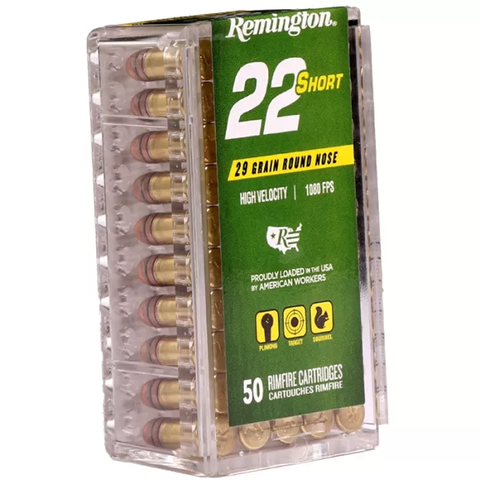 Remington 22 Short Rimfire Ammunition .22 Short 29gr CPRN 1080 fps 50/ct