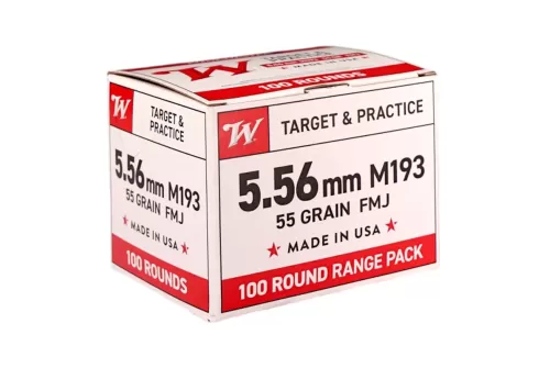 Winchester USA Lake City M193 Rifle Ammunition 5.56X45 NATO 55 gr. FMJ 3240 fps 100/ct