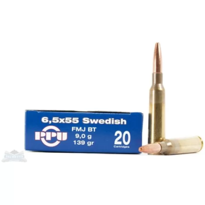 Ppu 6.5X55 Swedish Fmj 139 Grain Weight 20/Box PP6.1 Ppu 6.5X55 Swedish Fmj 139 Grain Weight 20/Box PP6.1