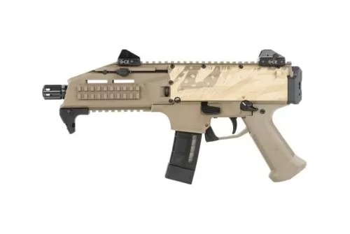 CZ-USA Scorpion EVO 3 S1 9mm 7.72" 20rds, Flat Dark Earth with Glory Flag Engraving - 91334