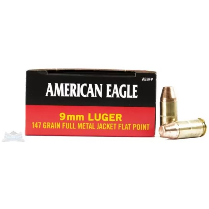 American Eagle 9mm 147gr FMJ FP Ammunition 50rds - AE9FP American Eagle 9mm 147gr FMJ FP Ammunition 50rds - AE9FP