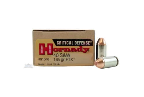 Hornady 91340 Critical Defense  40 S&W 165 GR 1175 Fps Hornady Flex Tip Expanding (Ftx) 20 Bx/10 CS 090255913408