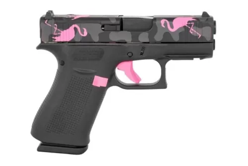 Glock G43X MOS 9mm, 3.41" Barrel, Miami Mingo, Pink Trigger, MOS Cut, 10rd