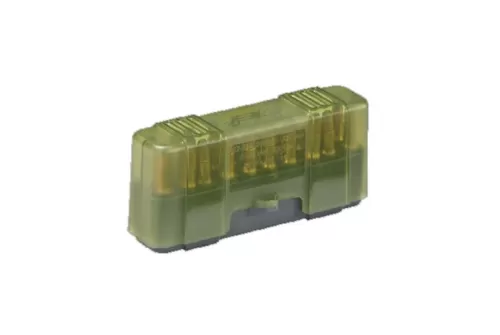 Plano Ammunition Box, Holds 20 Rounds of .22-250/.250 Savage Rifle Rounds, Charcoal/Green , 6 Pack 122820