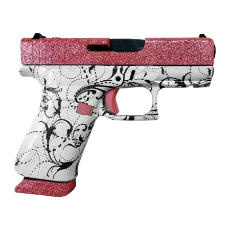 Glock G43X 9mm, 3.41" Barrel, Optic Ready, 15 rnd - White/Pink Glitter [MPN:UX4350204NR15BGPOR]
