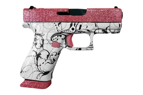 Glock G43X 9mm, 3.41" Barrel, Optic Ready, 15 rnd - White/Pink Glitter [MPN:UX4350204NR15BGPOR]
