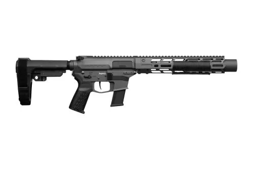 CMMG 45AEA70-TNG MkG 45 ACP 13+1 6.50" Black Nitride Threaded Barrel. Tungsten Cerakote Aluminum Receiver w/Picatinny Rail, M-LOK Handguard, Black Polymer CMMG RipBrace, CMMG Zeroed Grip, Ambidextrous