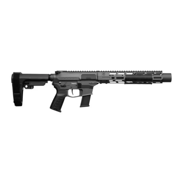 CMMG 45AEA70-TNG MkG 45 ACP 13+1 6.50" Black Nitride Threaded Barrel. Tungsten Cerakote Aluminum Receiver w/Picatinny Rail, M-LOK Handguard, Black Polymer CMMG RipBrace, CMMG Zeroed Grip, Ambidextrous
