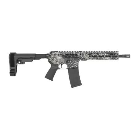 Shark Coast Tactical SCC07312TOPO-P Topography  5.56 NATO 30+1 10.50" Black Nitride Threaded Barrel, Aluminum Receiver w/Picatinny Rail, M-LOK Handguard, Black Polymer SB Tactical SBA3 Brace, Polymer